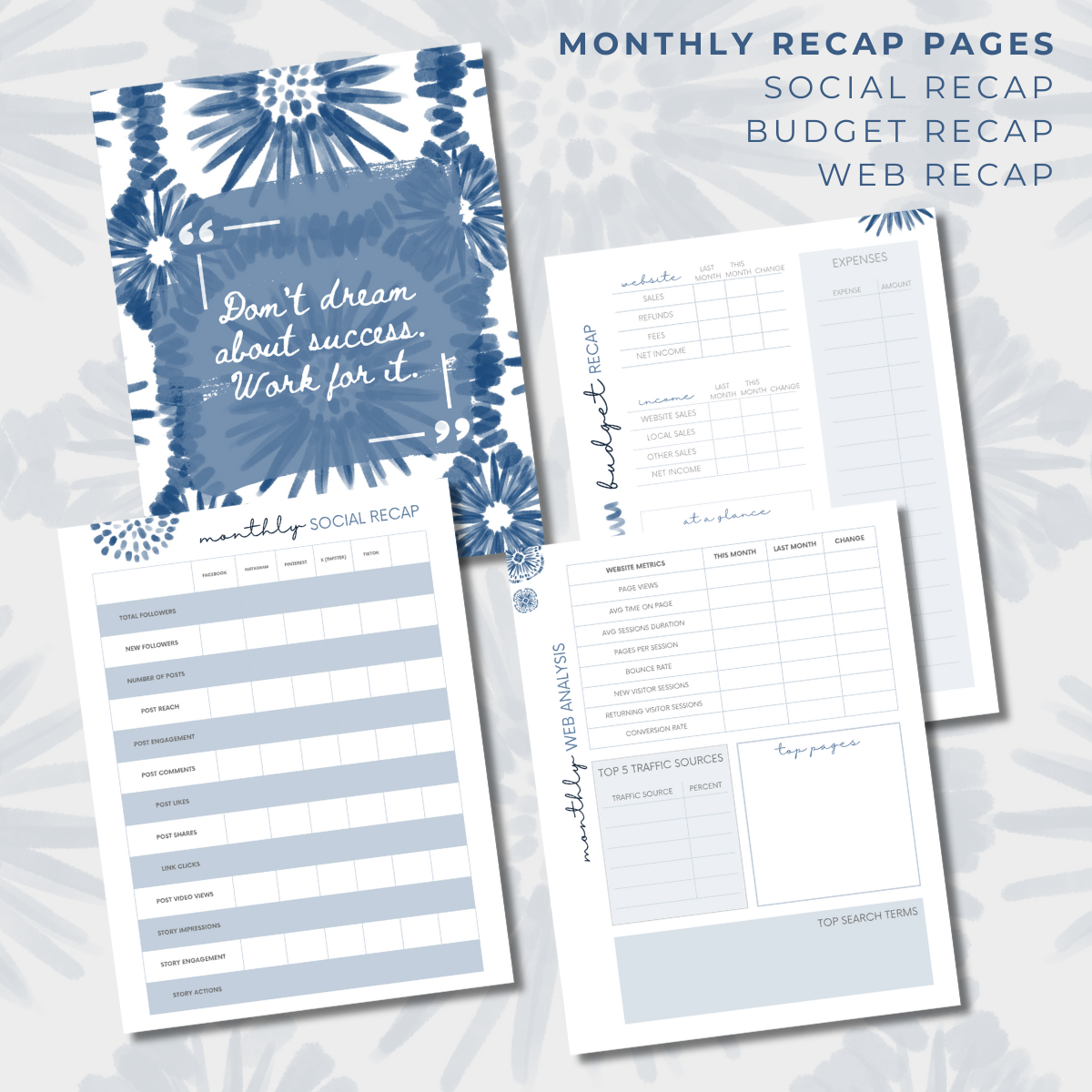 Printable Planner: Beautiful Blues