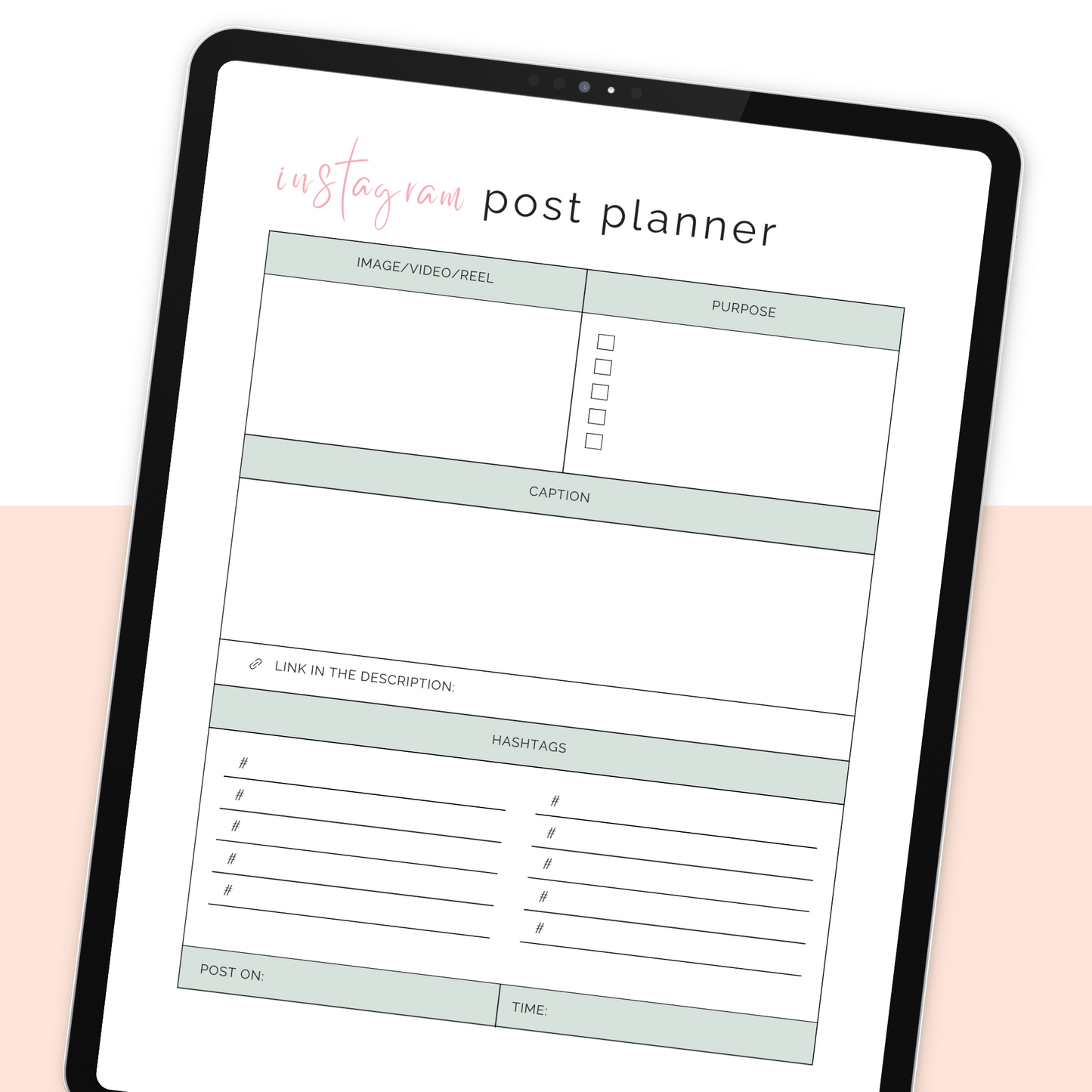 Instagram Post Planner Worksheet