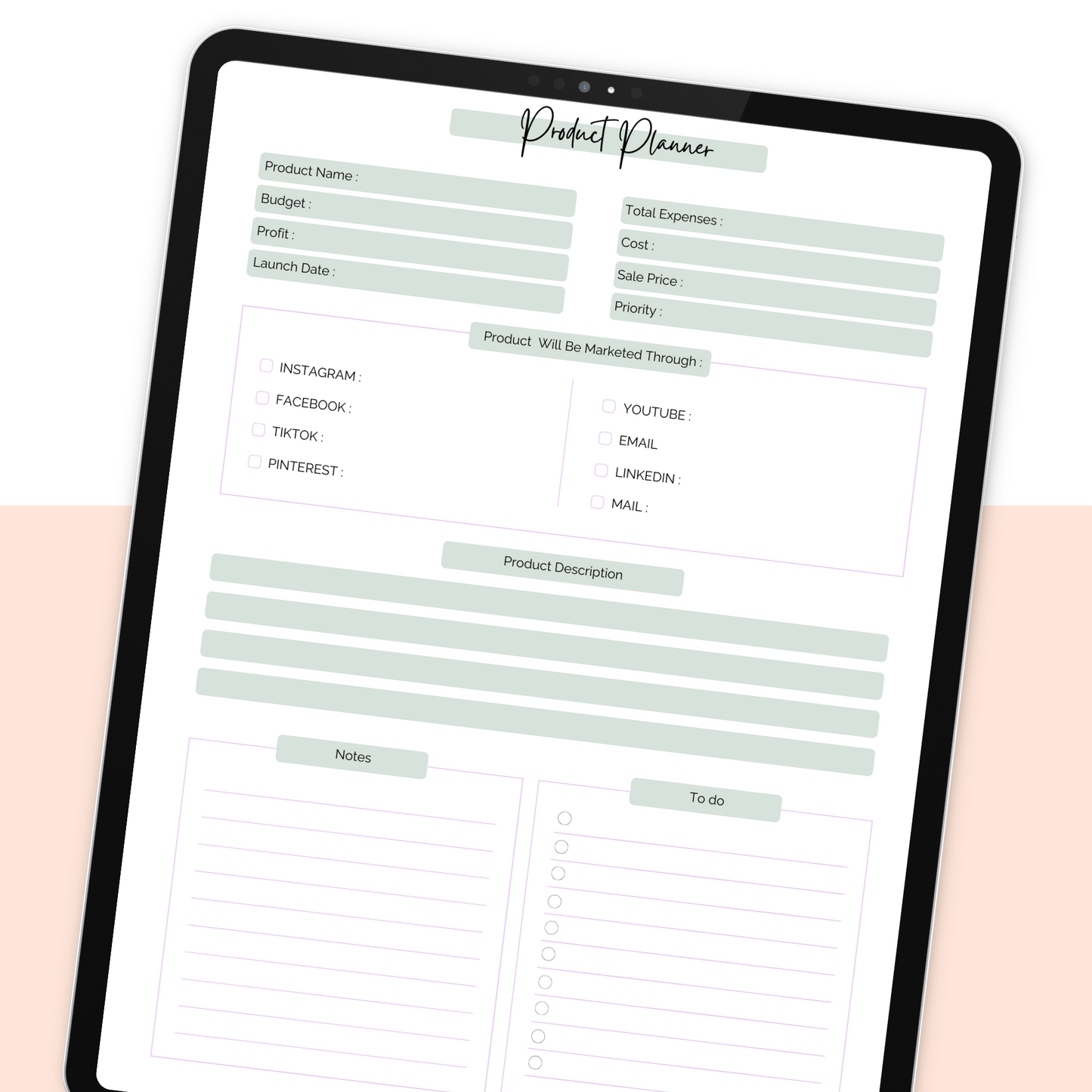 Product Planner Worksheet